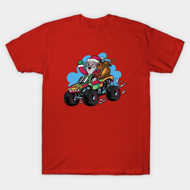 Ready to Crush Christmas // Santa Monster Truck Xmas T-Shirt by SLAG_Creative